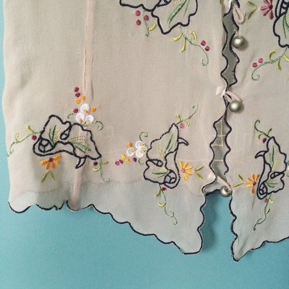 SOLD - Embroidered Sheer Blouse - Picture 2 of 4