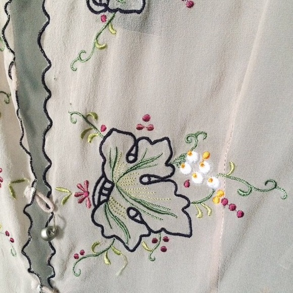 SOLD - Embroidered Sheer Blouse - Picture 3 of 4