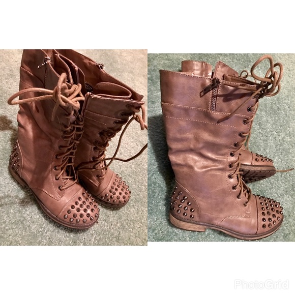 Worn once combat lace up spiked boots