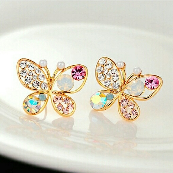 Beautiful Crystal Butterfly Earrings