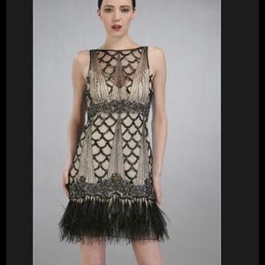 Sue Wong Art Deco "Gatsby" Beaded & Feather Dress
