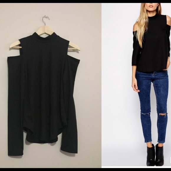 Black Cold Shoulder Top