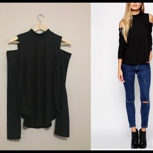 Black Cold Shoulder Top