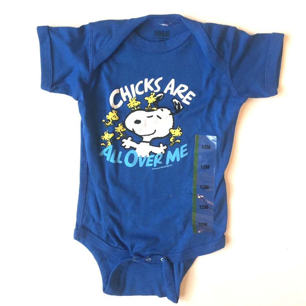 Blue Peanuts snoopy baby Onesie snapsuit