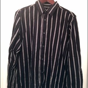 Black Striped Men's Button Up Shirt