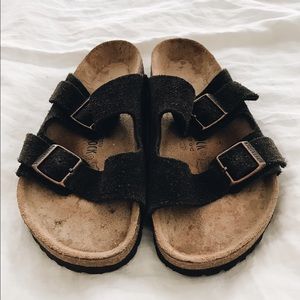 Birkenstock brown suede Arizona sandals