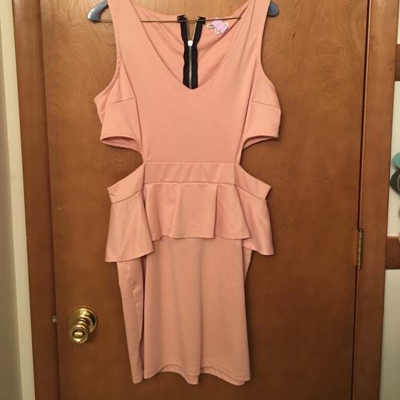 Baby Pink, Sexy Cut-Out Body-Con Mini Dress