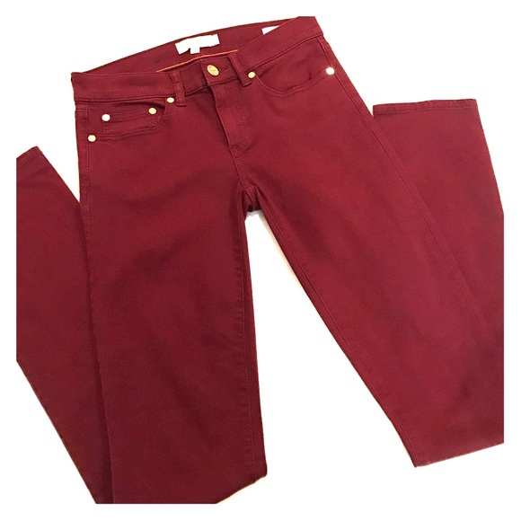 Tory Burch super skinny maroon jeans size 25