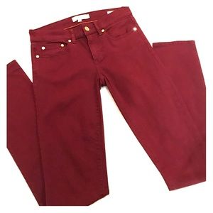 Tory Burch super skinny maroon jeans size 25