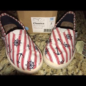 Toms Nautical Print Slip on Shoes Girls Size 2