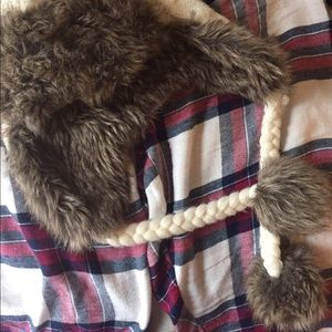 Knit and faux fur winter hat