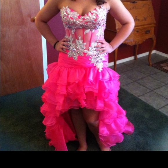 One of a kind pink high low dress