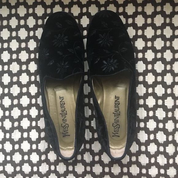 YSL Black Velvet Smoking Slippers