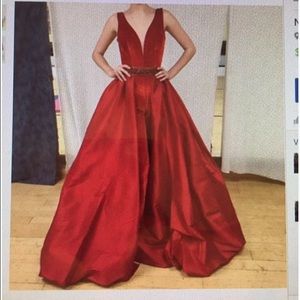 Red Pants Suit Mac Duggal. Retails for $2000.