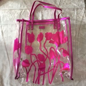 Kate Spade clear and pink shopping bag