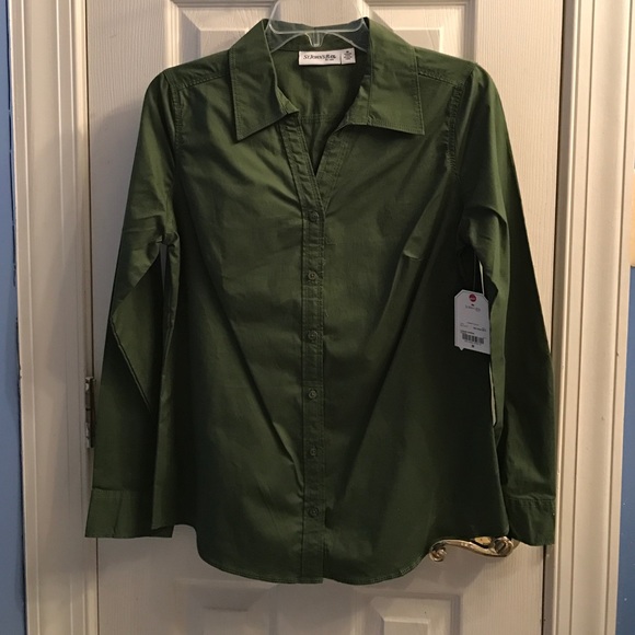 Green button down shirt