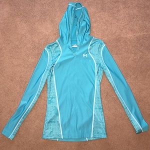 baby blue Under Armour cold gear hooded pullover