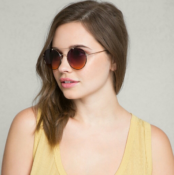 Round Brow Bar Aviator Sunglasses