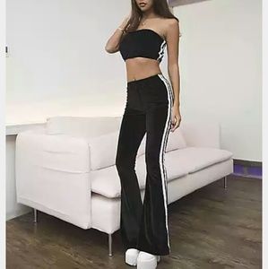 Ladies Velvet Croptop Two Piece Sweatsuit