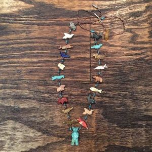 Native Bear and Animal Turquoise Necklace