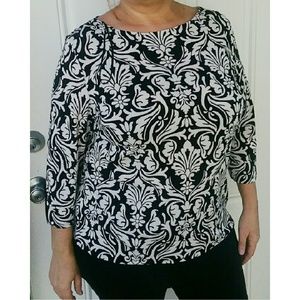 Charter club black & white blouse