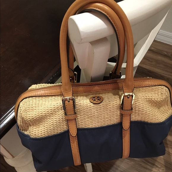 Tory Burch navy woven bag