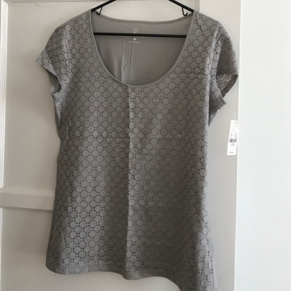 NY&Co lace top, short sleeve, gray NWT size L