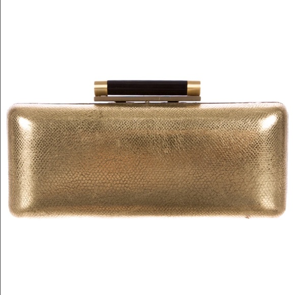 DVF Tonda Clutch Gold with Black Clasp