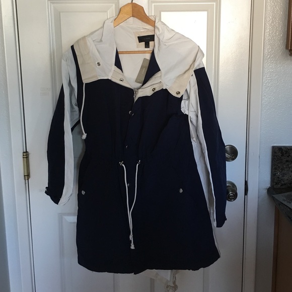 Navy and white wind breaker