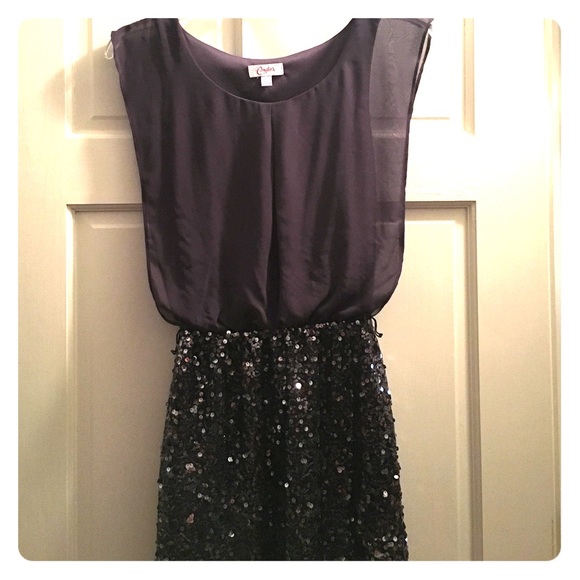 Gray dress with sparkling skirt