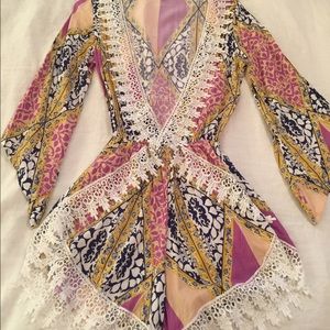 Lace ethnic v-neck Summer romper