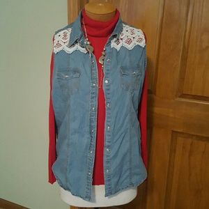 $5 Sale Blue Jean Blouse