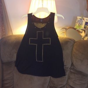 Black tank with stud cross