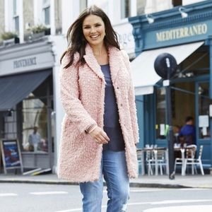 Nude/blush colored faux fur coat