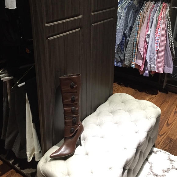 100% leather brown tall boots size 10