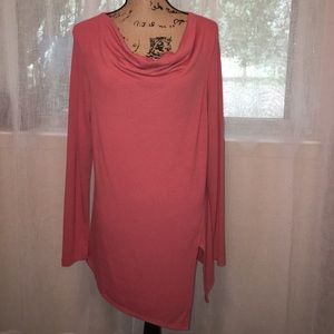 Super soft knit asymmetrical cowl neck tunic