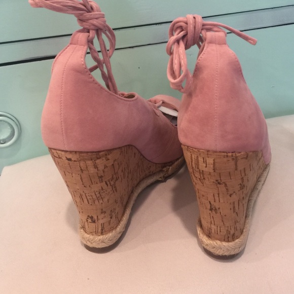 Chloe Blush Suede Lace Up Wedges 💕1 Left Sale - Picture 3 of 5