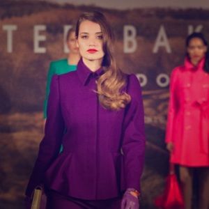 Purple Ted Baker Peplum Wool Coat