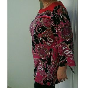 Paisley pink multi color tunic top