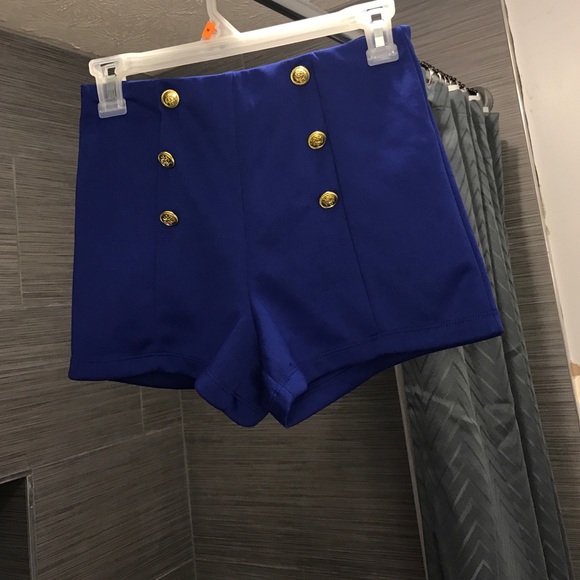 Royal blue high waisted shorts