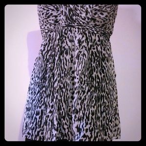 Silk Animal Print Empire Waist Strapless Blouse