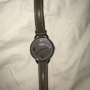 coach grey leather band watch