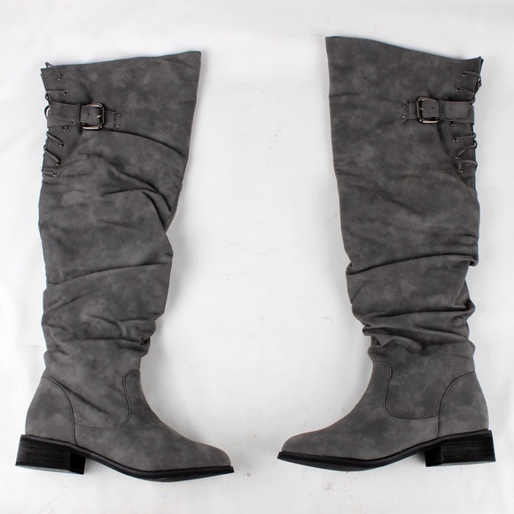 Grey Tall Slouchy Over the knee boot - Picture 3 of 3
