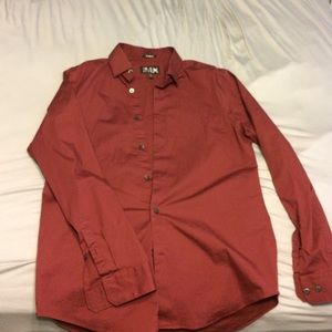 Express 1MX Modern Fit Maroon Button Down
