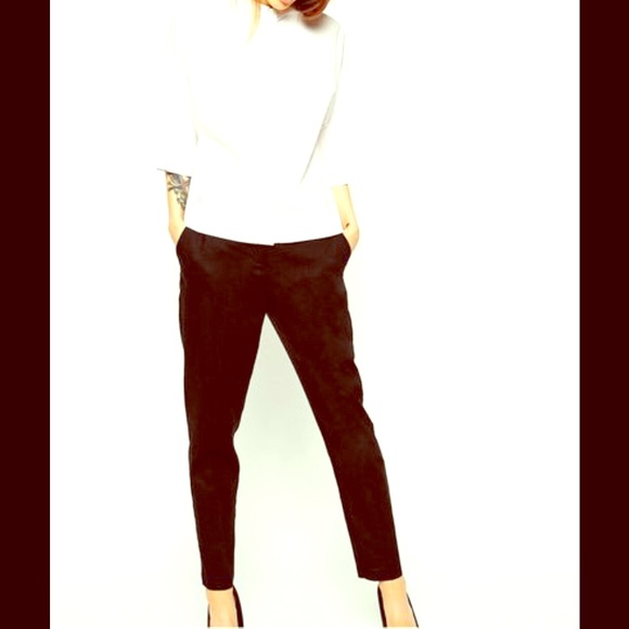 Mango Spain trousers with gold buckle belt