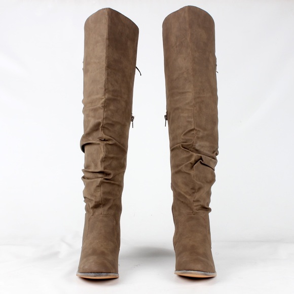 Over the knee taupe boot (Olympia-01 Taupe) - Picture 3 of 4