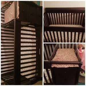 An unused convertible baby crib.