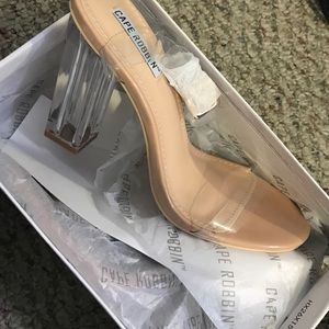 Clear strap perspex heels in nude