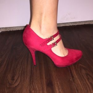 Red 4-5 inch heels from rack room shoes