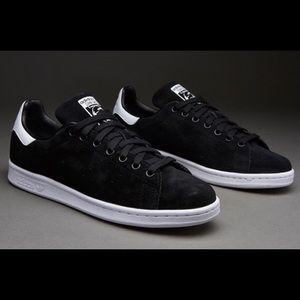 Black and white suede Stan Smiths